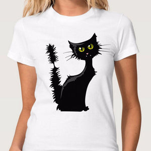 S-3XL 2022 Women 3D Cat Print White Soft Casual Lady T-Shirt Summer Short Sleeve Animal Round Neck Cheap Clothes Top Femme
