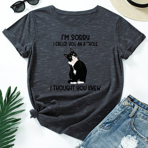 I&#39;m Sorry I Called You Cat Animal Pet Graphic Tee Tops Women Short Sleeve Crewneck Summer Cotton T-Shirts Female Clothes Shirt