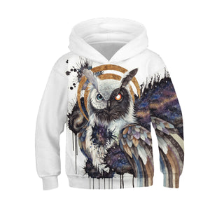 Boys and Girls Fall Cat Digital Print Hooded Long Sleeve Sweatshirt Hooded Pullover