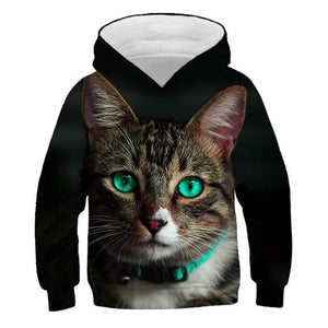 Black Cat Print Hoodies Children Cool Animal 3D Long Sleeve Sweatshirt Boys Girl Funny Design Autumn Pullover Kid Casual Clothes