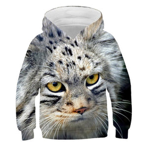 Black Cat Print Hoodies Children Cool Animal 3D Long Sleeve Sweatshirt Boys Girl Funny Design Autumn Pullover Kid Casual Clothes