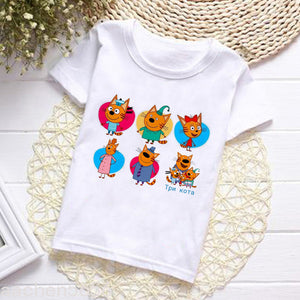E-cats Summer Fashion Unisex Kid T-shirt Children Boys Short Sleeves White Tees Baby Tops for Girls Clothes,Drop Ship