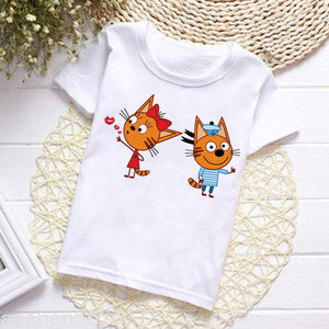 E-cats Summer Fashion Unisex Kid T-shirt Children Boys Short Sleeves White Tees Baby Tops for Girls Clothes,Drop Ship