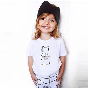 Funny Life is better cotton toddler T Shirt Flip T Shirt Toddler Shirt cotton t shirt for cat lover gift for daughter