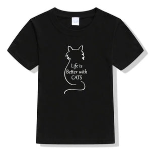Funny Life is better cotton toddler T Shirt Flip T Shirt Toddler Shirt cotton t shirt for cat lover gift for daughter