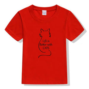 Funny Life is better cotton toddler T Shirt Flip T Shirt Toddler Shirt cotton t shirt for cat lover gift for daughter