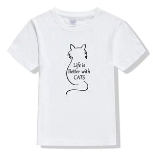 Funny Life is better cotton toddler T Shirt Flip T Shirt Toddler Shirt cotton t shirt for cat lover gift for daughter
