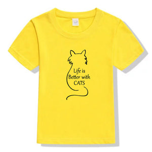 Funny Life is better cotton toddler T Shirt Flip T Shirt Toddler Shirt cotton t shirt for cat lover gift for daughter