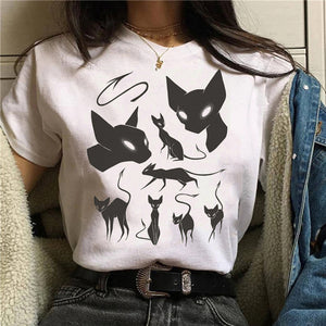 Short-sleeved T-shirts, Cute Cats, Animals, Funny Women&#39;s Tops, Casual Women&#39;s Fashion, Beautiful Summer T-shirts, Female Graphi