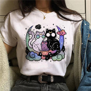 Short-sleeved T-shirts, Cute Cats, Animals, Funny Women&#39;s Tops, Casual Women&#39;s Fashion, Beautiful Summer T-shirts, Female Graphi