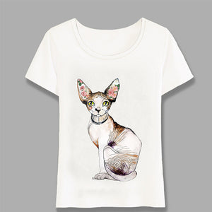 Sphynx Mom Cat Streetwear Tops women shirt Print Cute cartoon Dogs Tees Ladies shirt Vintage Goth Casual Chic Women T-shirt