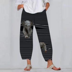 Spring Ladies Pants 2022 New Summer Pants Casual Cute Cartoon Cat Print Trousers Oversized Loose Beach Wide Leg Pants