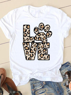Print T-shirts Short Sleeve Ladies Summer Casual Clothing Women Cat Love Style O-neck Fashion Female T Clothes Graphic Tee