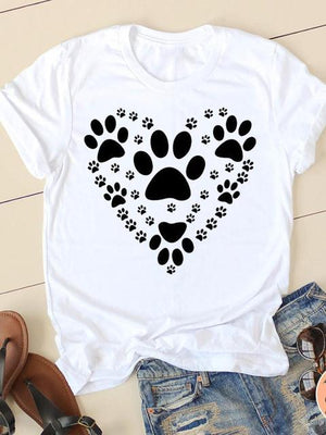 Print T-shirts Short Sleeve Ladies Summer Casual Clothing Women Cat Love Style O-neck Fashion Female T Clothes Graphic Tee