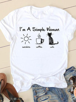 Print T-shirts Short Sleeve Ladies Summer Casual Clothing Women Cat Love Style O-neck Fashion Female T Clothes Graphic Tee