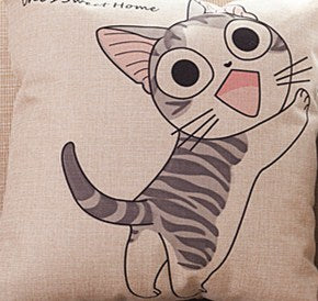 Cute Cat Cartoon Throw Pillow 