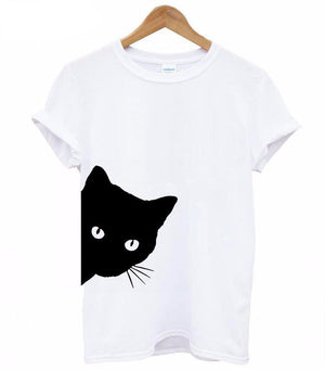 cat looking out side Print Women tshirt Cotton - Only Cat Shirts