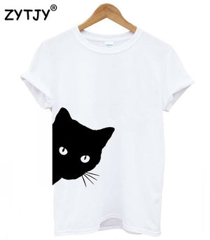 cat looking out side Print Women tshirt Cotton - Only Cat Shirts