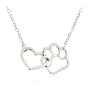 Pet Paw Footprint Necklace Heart Pendant - Only Cat Shirts