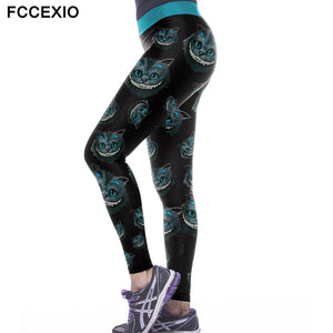 Alice&#39;s Adventures In Wonderland Women&#39;s Leggings The Cheshire Cat Print 3d Legins High Elastic Waist Band Slim Fitness Leggings