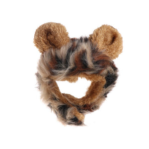 Pet Costume Cosplay Lion Mane Wig Cap Hat for Cat Halloween Xmas Clothes Fancy Dress with Ears Party Outfit