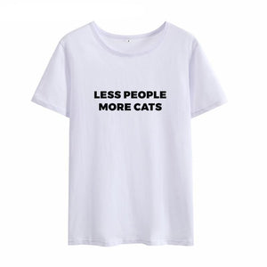 Less People More Cats Print Funny T Shirt - Only Cat Shirts