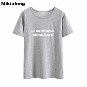 Less People More Cats Print Funny T Shirt - Only Cat Shirts