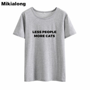 Less People More Cats Print Funny T Shirt - Only Cat Shirts