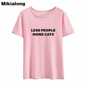 Less People More Cats Print Funny T Shirt - Only Cat Shirts