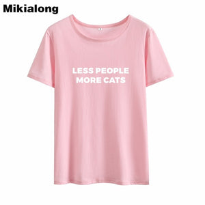 Less People More Cats Print Funny T Shirt - Only Cat Shirts