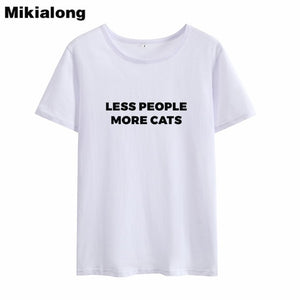 Less People More Cats Print Funny T Shirt - Only Cat Shirts