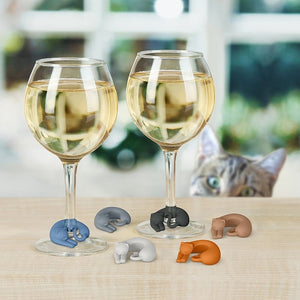 Set of 6 - Silicone Kitty Cat Wine Charms (Wine Glass Markers)
