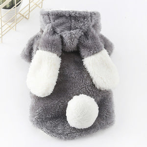 Funny Cat Clothes Christmas Winter Clothing For Small Dogs Furry Rabbit Cosplay Costume Halloween Suit Pet Coat Jacket Hoodies