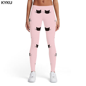 KYKU Brand Cat Leggings Women Animal Spandex Cartoon Printed pants Harajuku Trousers Graffiti Leggins Womens Leggings Pants